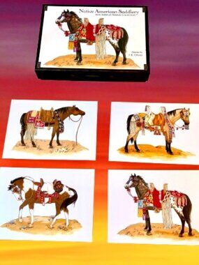 Native American Saddlery Horses by J. K. Oliver 15 Note Cards + Envelopes